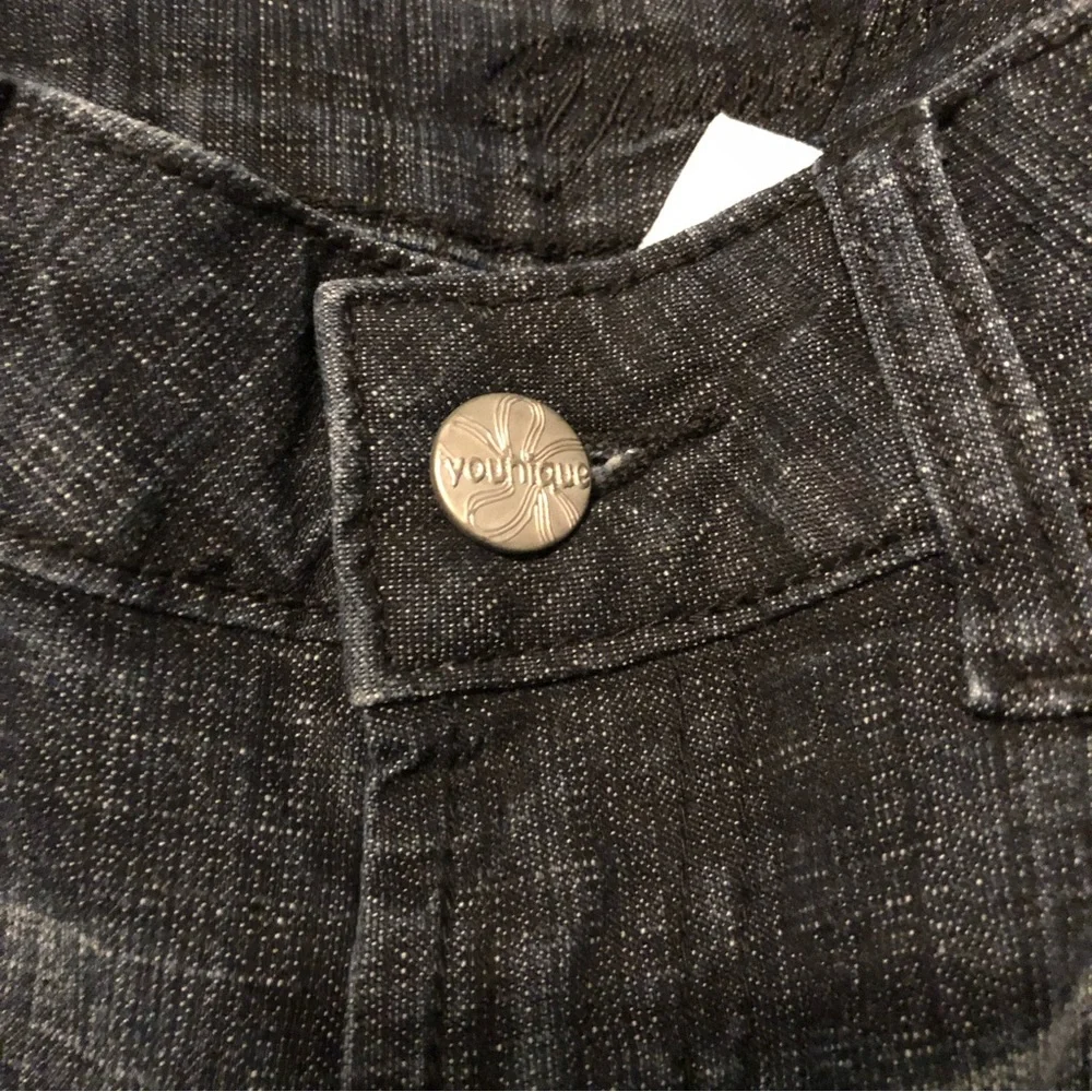 Unique Black Jean Mermaid Flare Skirt Diamanté Accents on back pockets Size 5 - Picture 7 of 16